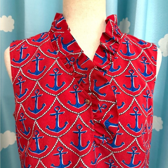 Talbots- anchor nautical ruffle dress- 10 - Picture 1 of 7